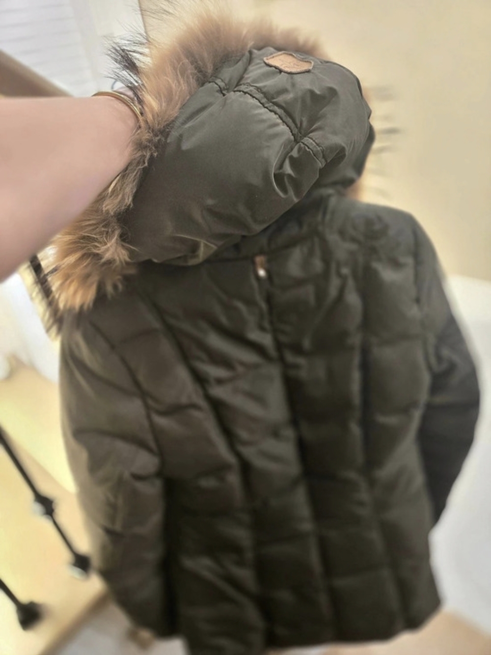 Mackage Puff Fur Hood Puffer Jacket in Green